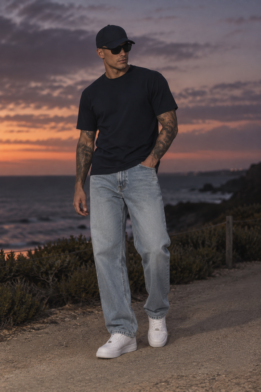 Unisex Vintage Wash Straight Leg Jeans